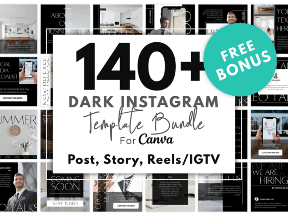 Download 140 Dark Instagram Template KIT BUNDLE - Premium Resources