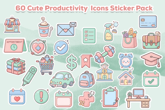 Download Digital Cute Productivity Icons Stickers - Premium Resources