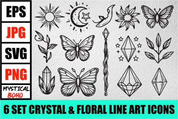 Download Mystical Crystal &amp; Floral Icons Set - Icons Collection