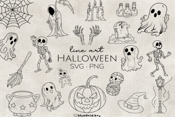 Download Line Art Halloween Elements Clipart - Line Collection
