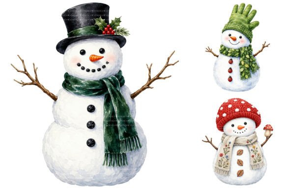Download Watercolor Snowman Clipart Bundle - Snowman Collection
