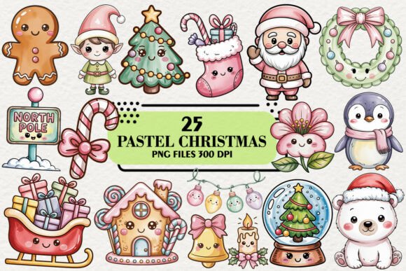 Download Kawaii Pastel Christmas Clipart Bundle - Pastel christmas Collection