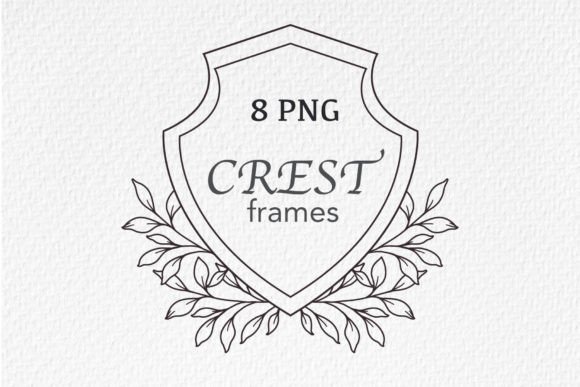 Download Floral Crest Frame Outline - Line Collection