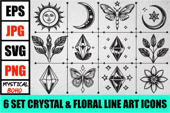 Download Mystical Crystal &amp; Floral Icons Set - Icons Collection