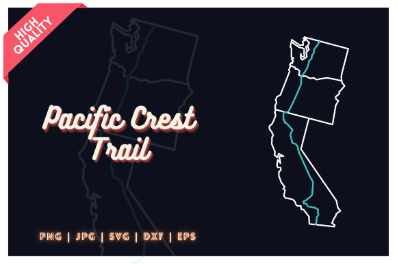 Download Pacific Crest Trail Outline Illustration - Line Collection