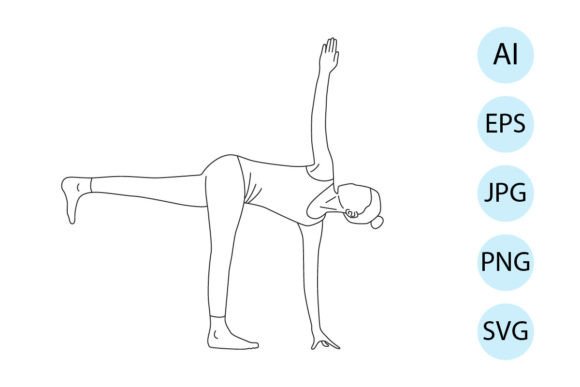 Download Line Art of Yoga Revolved Half Moon Pose - Line Collection