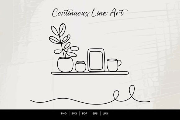 Download Shelf Decor Continuous Line Art - Line Collection
