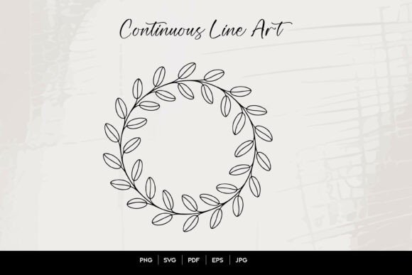 Download Leaf Wreath Continuous Line Art - Line Collection