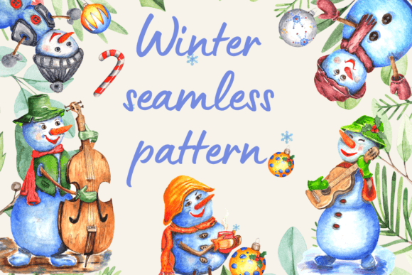 Download Winter Pattern with Funny Snowmen. JPG - Jpg Collection