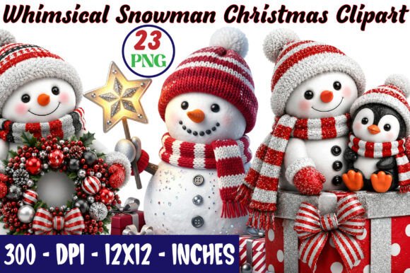 Download Whimsical Snowman Christmas Clipart - Snowman Collection