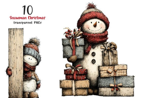 Download Whimsical Peeking Snowman Christmas PNG - Snowman Collection