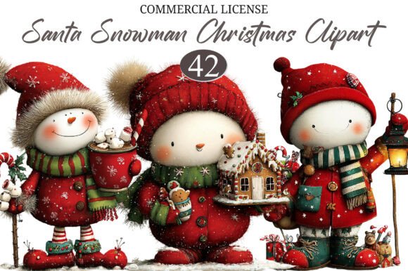 Download Cute Santa Snowman Christmas Clipart - Snowman Collection
