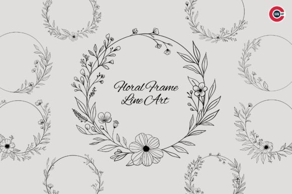 Download Floral Frame Line Art Illustration Desig - Line Collection